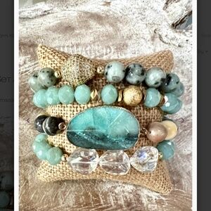 Boho “ Julia 2 ” 4 Strand Bracelet with Natural Stones and Charms R4B